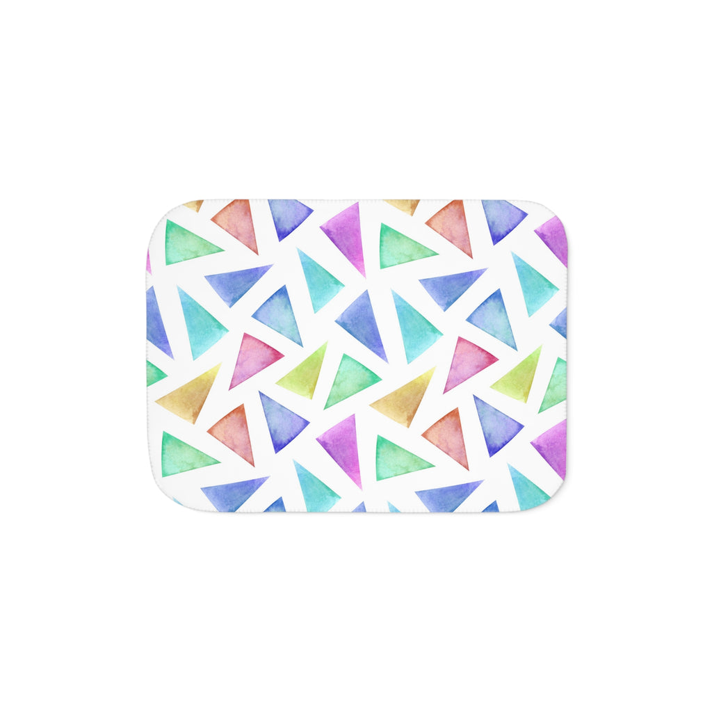 Colorful Watercolor Triangle Sherpa Blanket — Cozy Reversible Throw