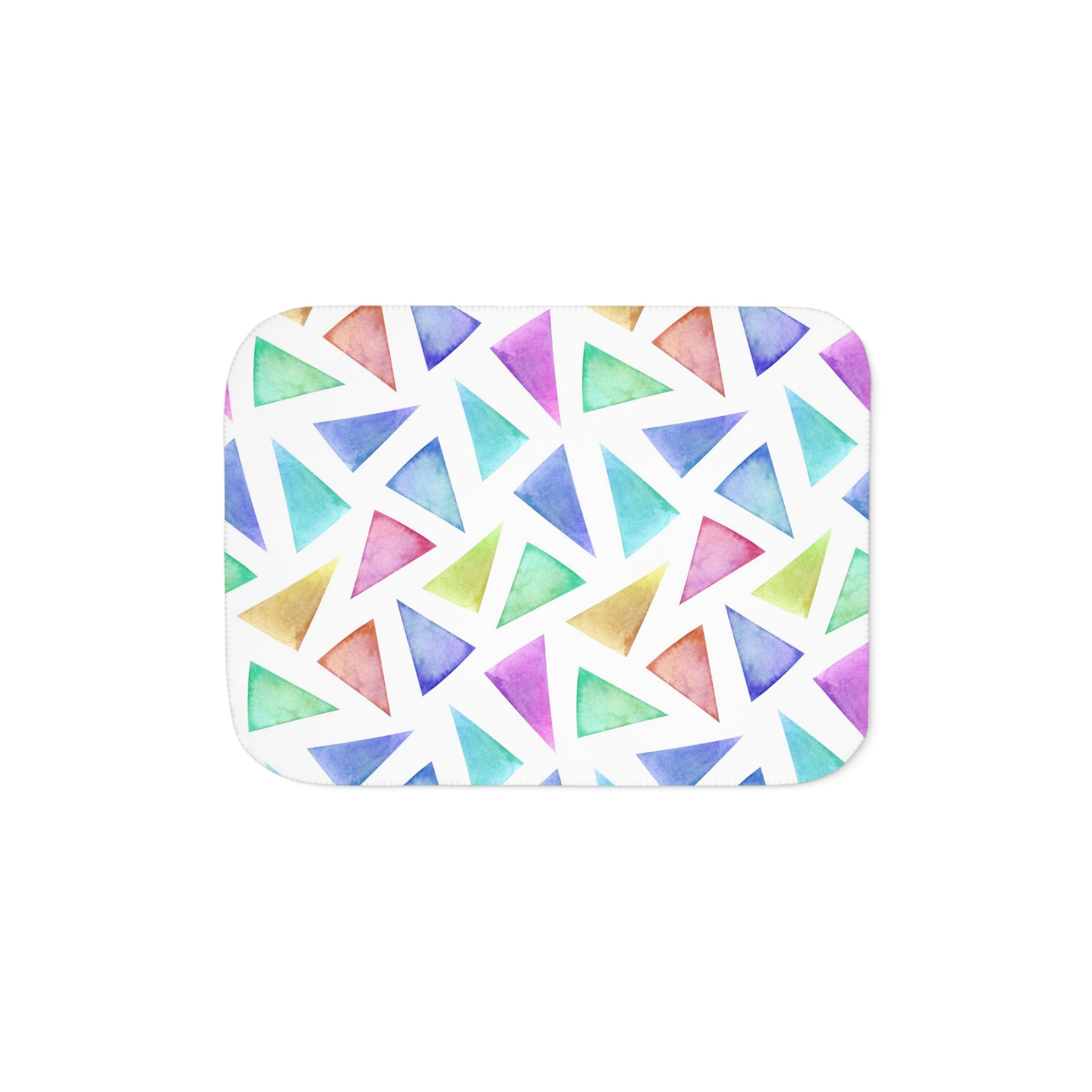 Colorful Watercolor Triangle Sherpa Blanket — Cozy Reversible Throw
