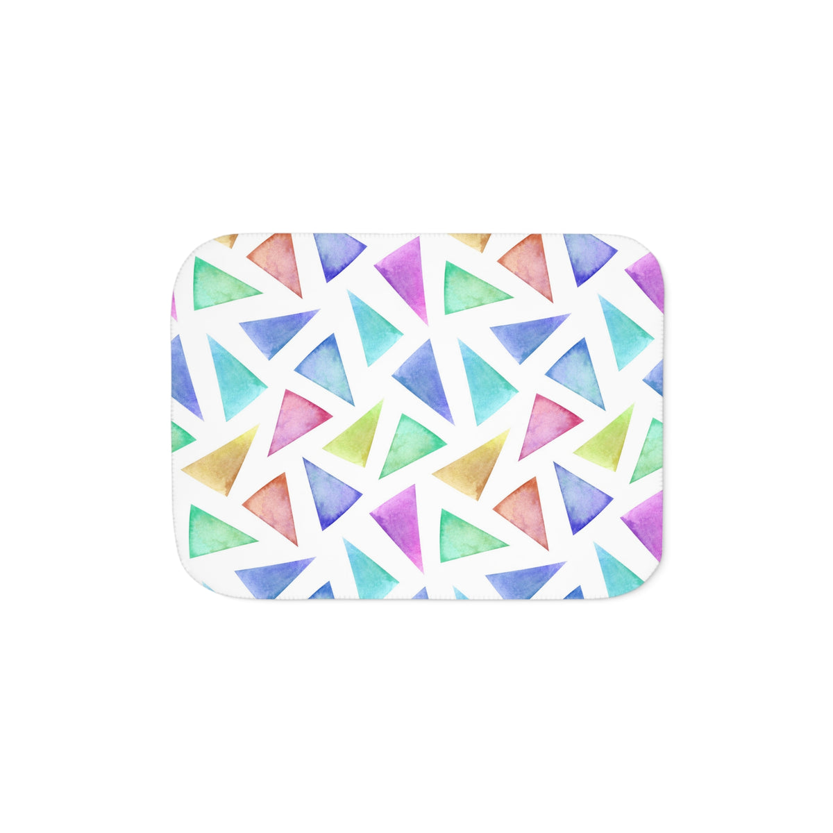 Colorful Watercolor Triangle Sherpa Blanket — Cozy Reversible Throw