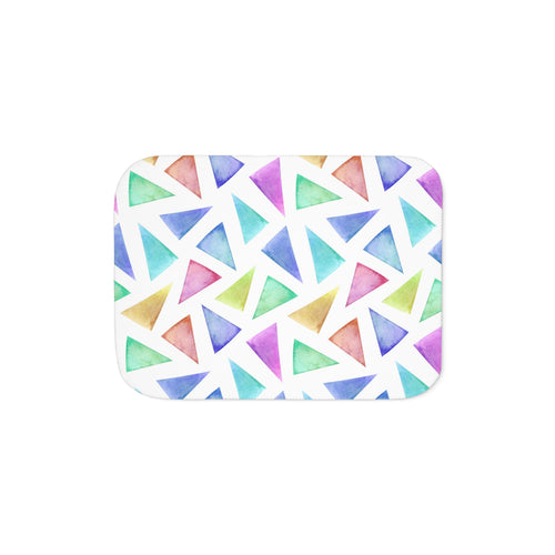 Colorful Watercolor Triangle Sherpa Blanket — Cozy Reversible Throw