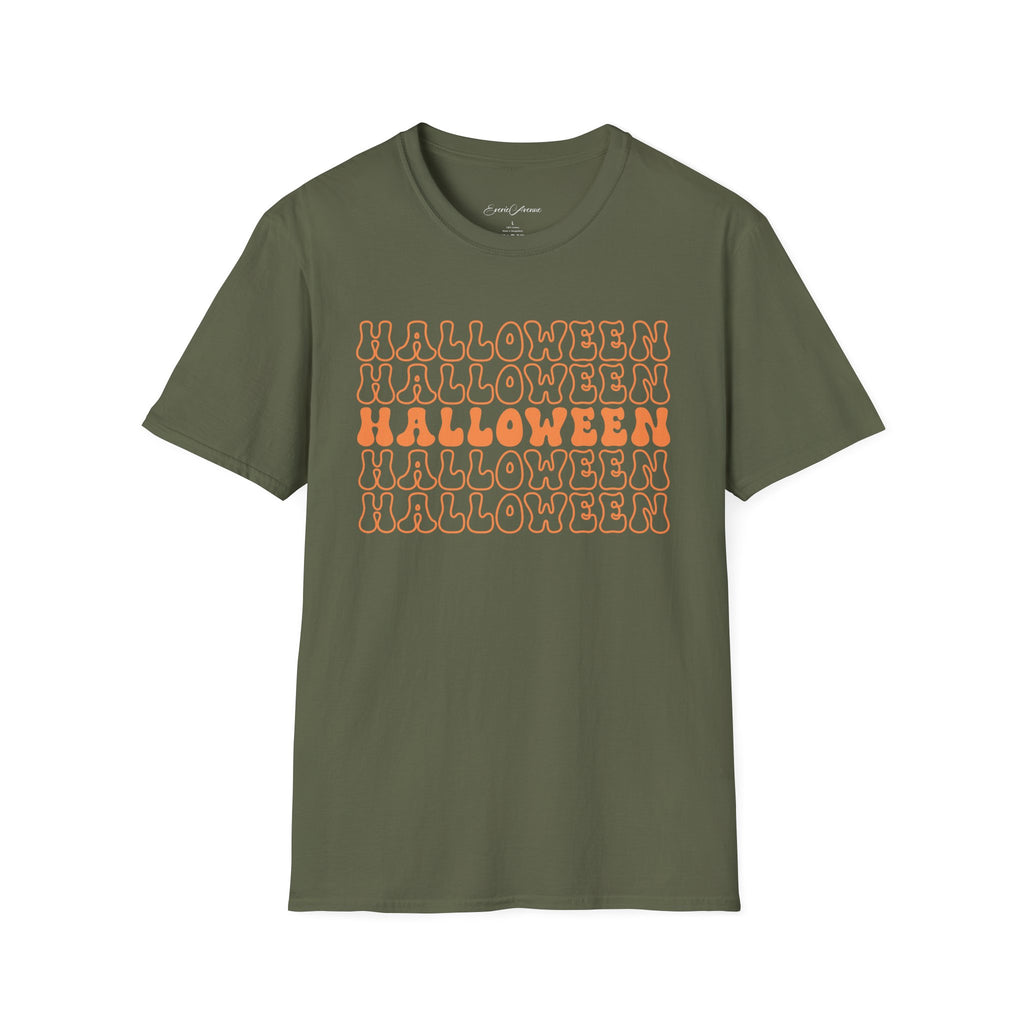 Halloween Repeat Graphic T-Shirt — Retro Orange 'HALLOWEEN' Print