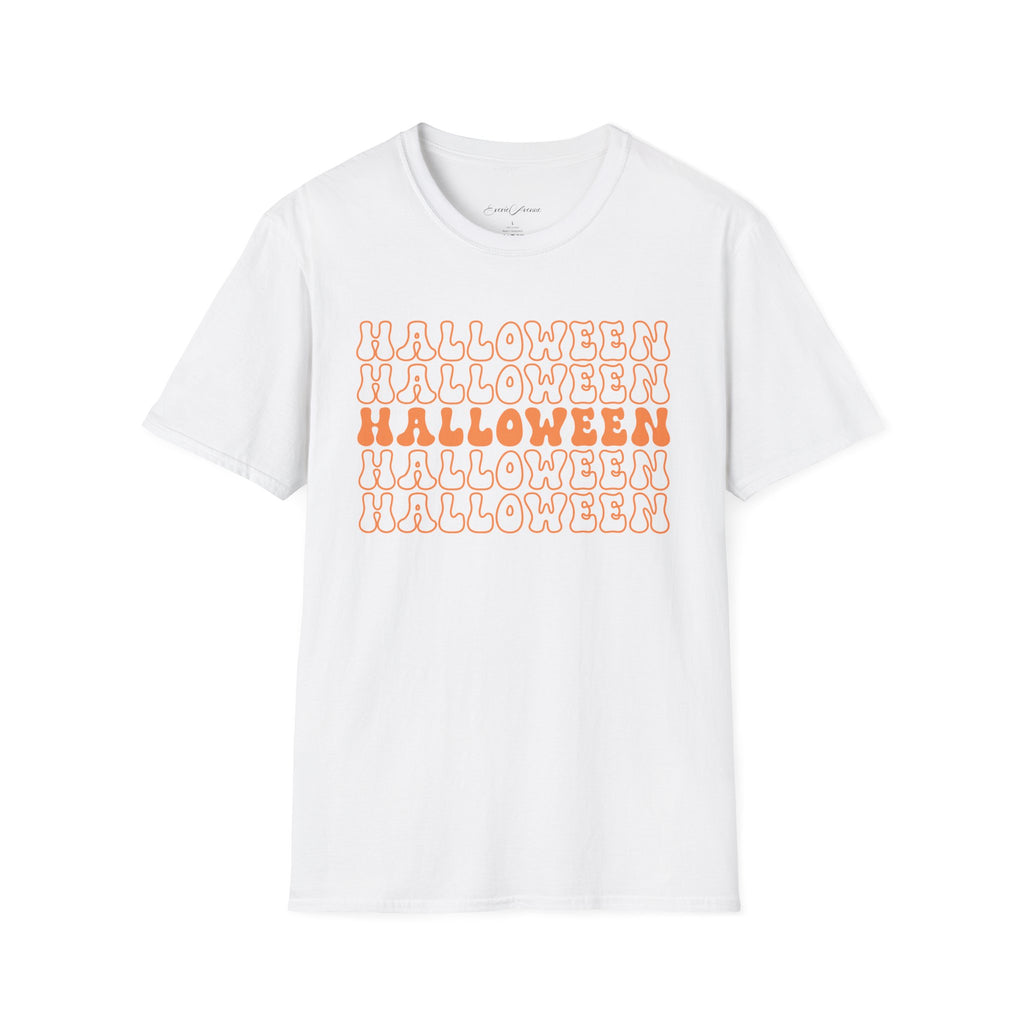 Halloween Repeat Graphic T-Shirt — Retro Orange 'HALLOWEEN' Print