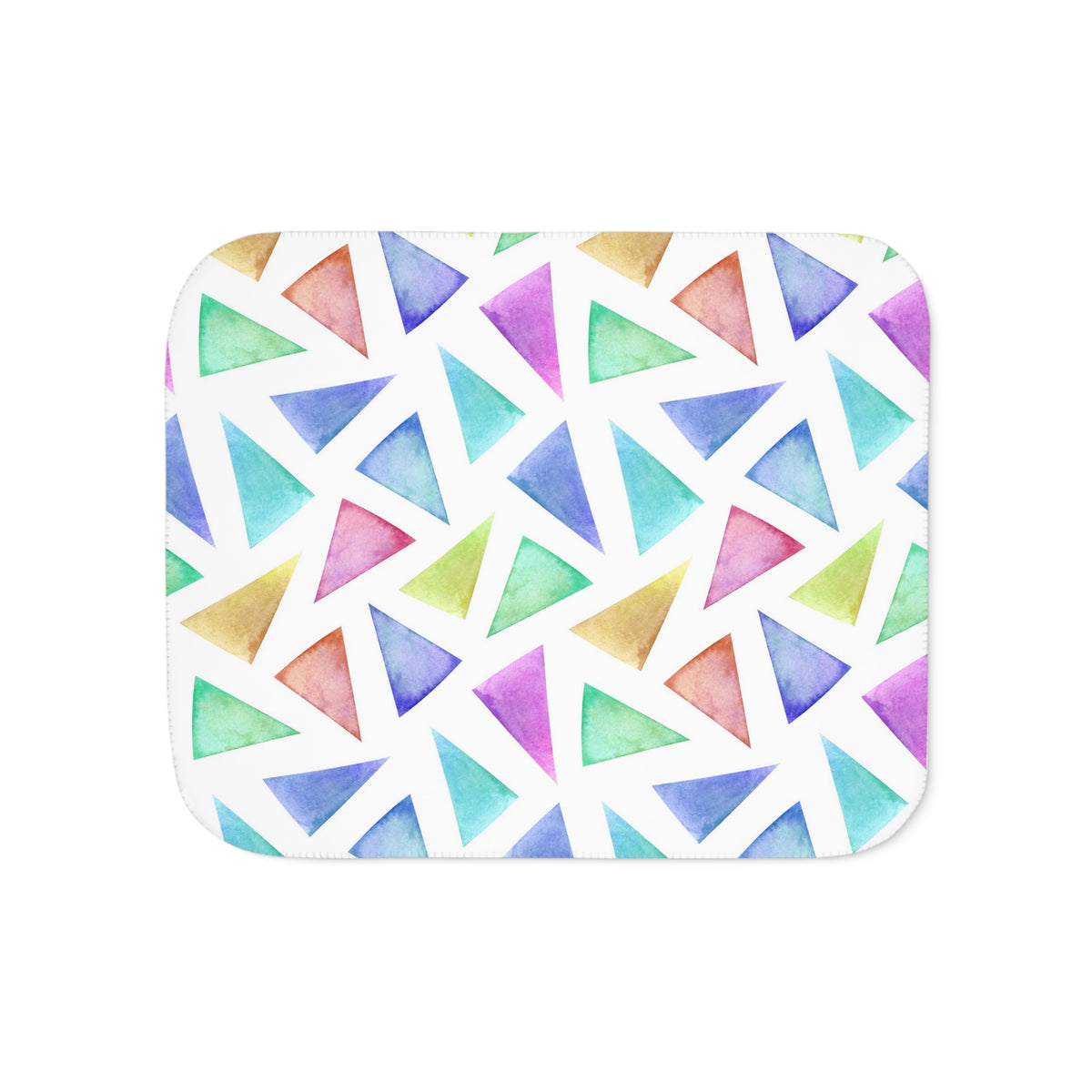 Colorful Watercolor Triangle Sherpa Blanket — Cozy Reversible Throw