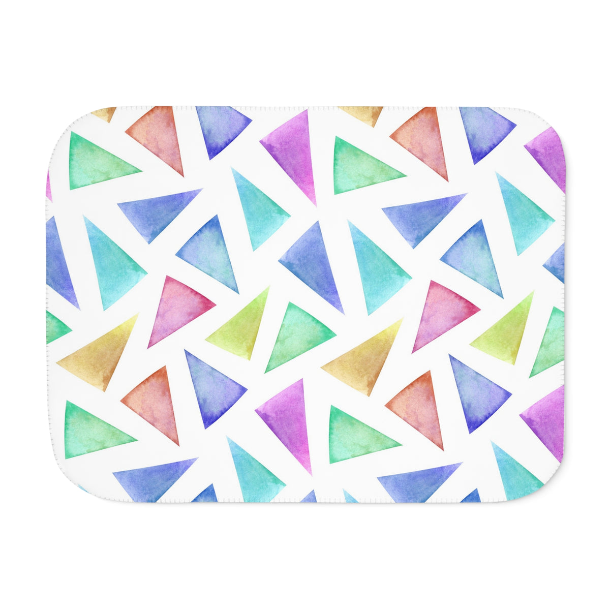 Colorful Watercolor Triangle Sherpa Blanket — Cozy Reversible Throw