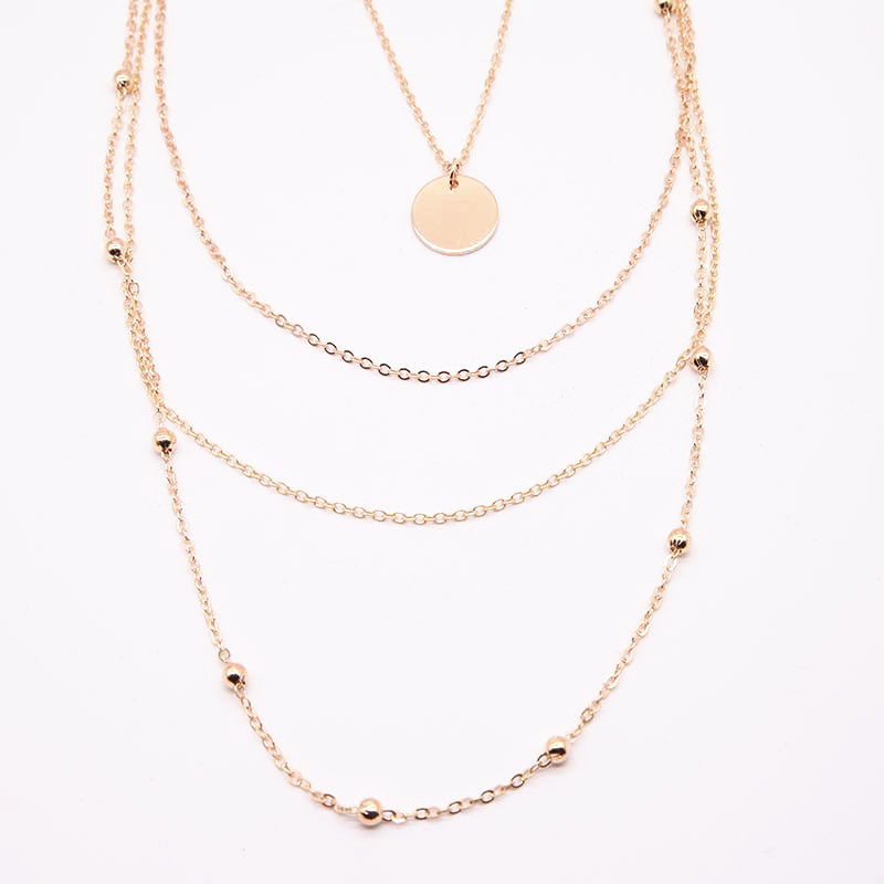 Round Sequin Multilayer Necklace