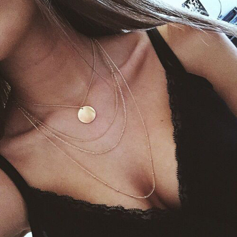 Round Sequin Multilayer Necklace