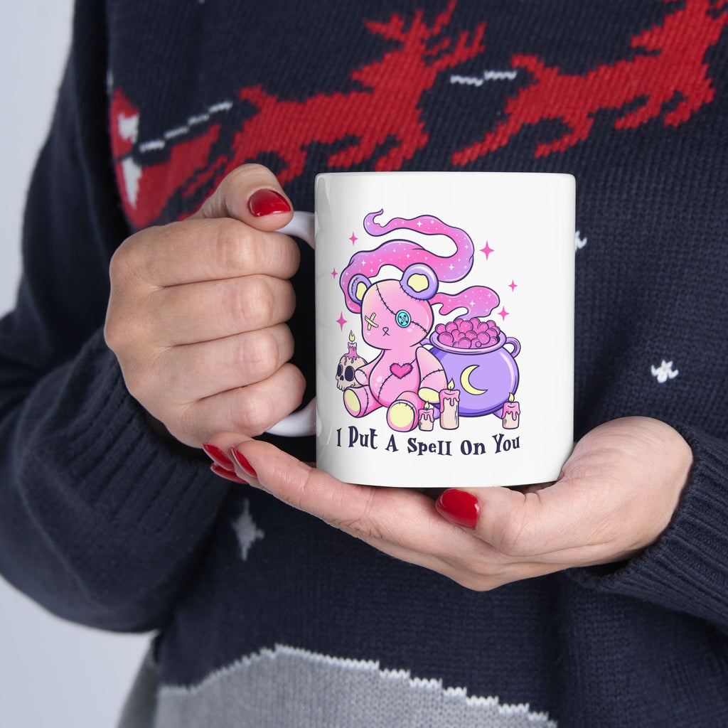 Cute Witchy Skull & Cauldron Ceramic Mug (11oz/15oz) — “I Put a Spell On You”