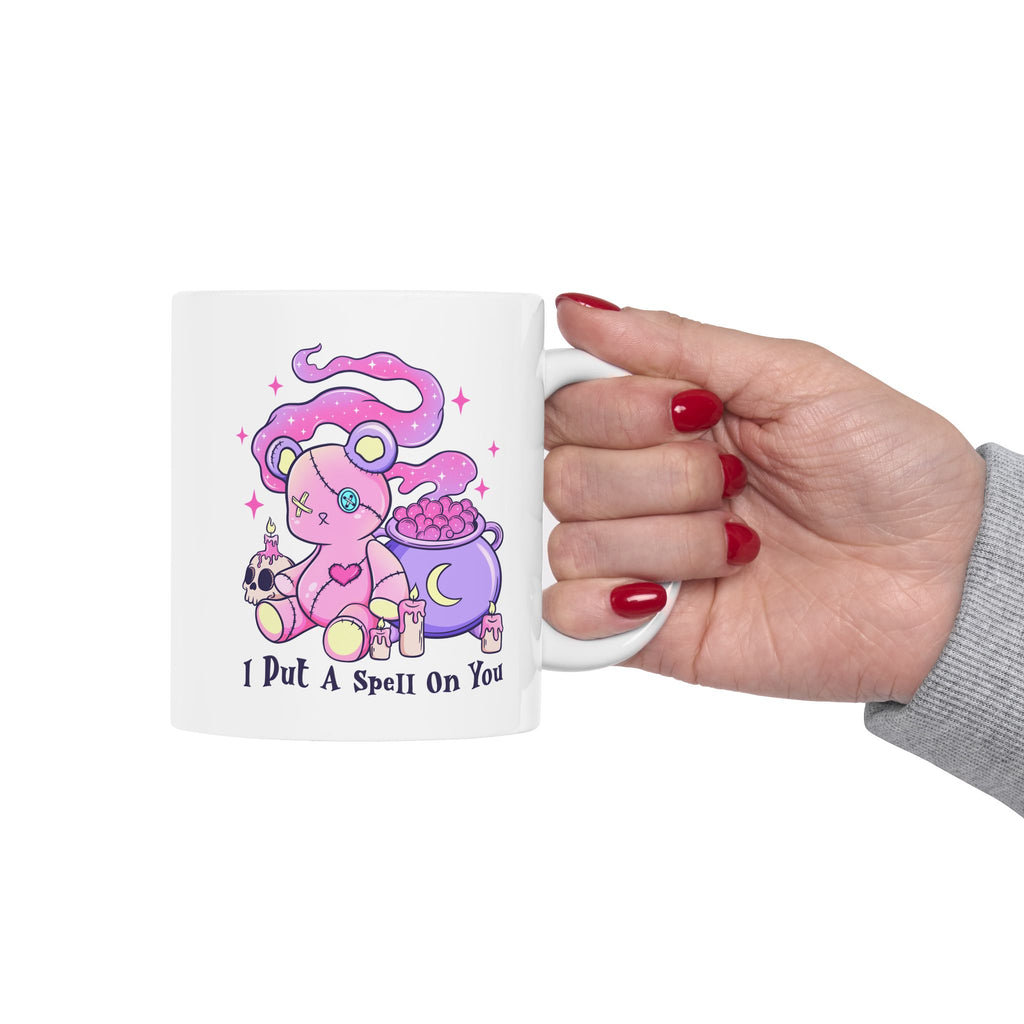 Cute Witchy Skull & Cauldron Ceramic Mug (11oz/15oz) — “I Put a Spell On You”