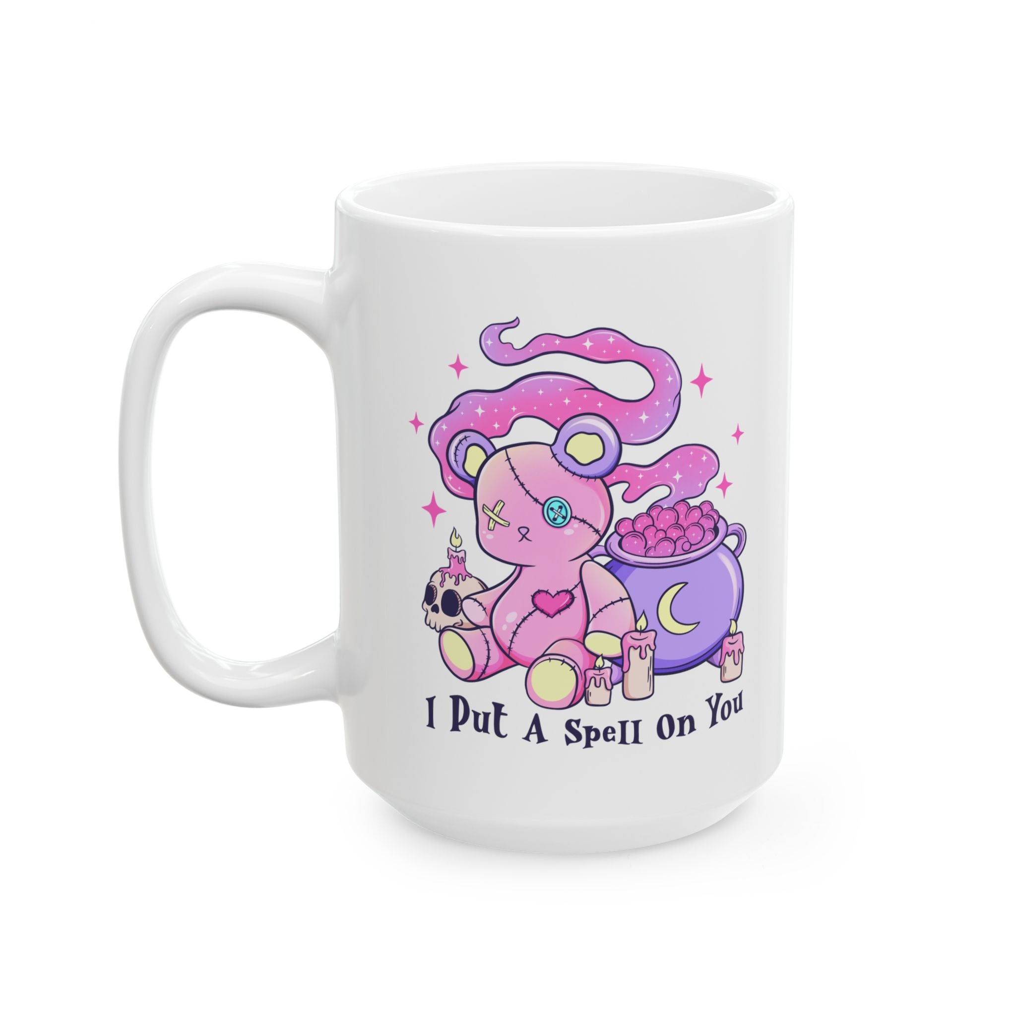 Cute Witchy Skull & Cauldron Ceramic Mug (11oz/15oz) — “I Put a Spell On You”