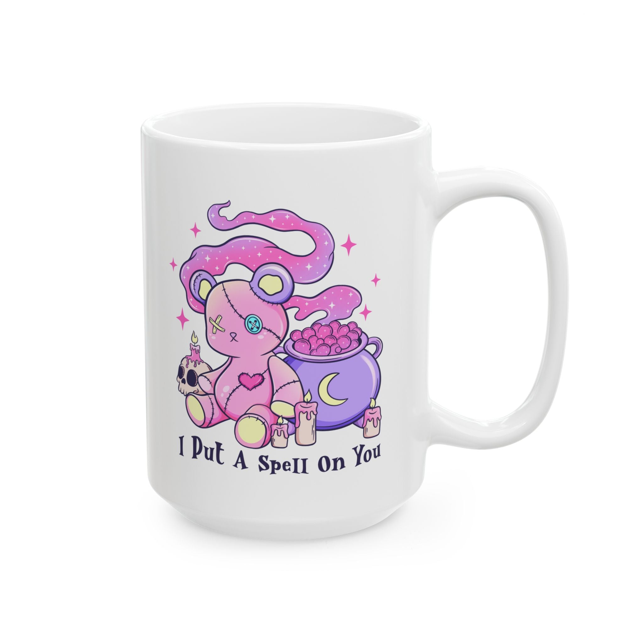 Cute Witchy Skull & Cauldron Ceramic Mug (11oz/15oz) — “I Put a Spell On You”