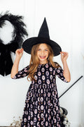 Hocus Pocus 3/4 Sleeve Pocket Twirl Dress