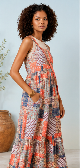 Serenity Patchwork Jumpsuit with Side Pockets
